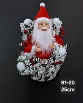 Decorațiune Crăciun Moș Crăciun în coș cu zăpadă - 25cm
